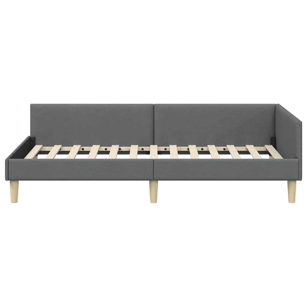 Cadru de pat colțar Altele cu headboard Gri închis 90 x 200 cm GartenMobel Dekor