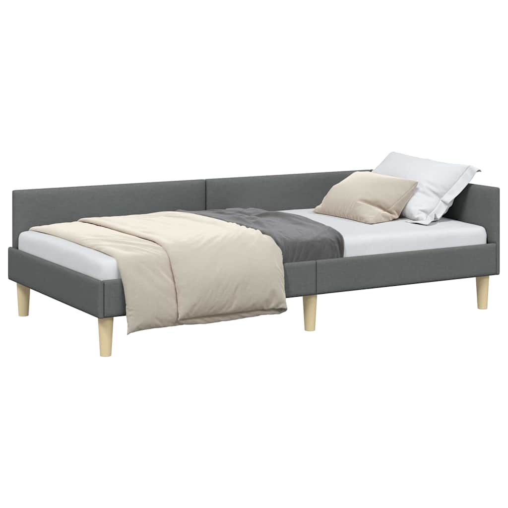 Cadru de pat colțar Altele cu headboard Gri închis 90 x 200 cm GartenMobel Dekor