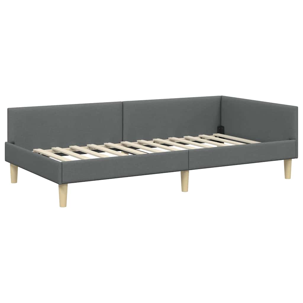 Cadru de pat colțar Altele cu headboard Gri închis 90 x 200 cm GartenMobel Dekor