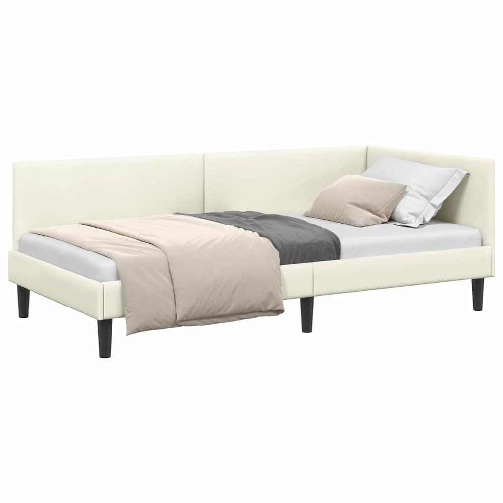 Cadru de pat colțar Altele cu headboard Crem 100 x 200 cm GartenMobel Dekor