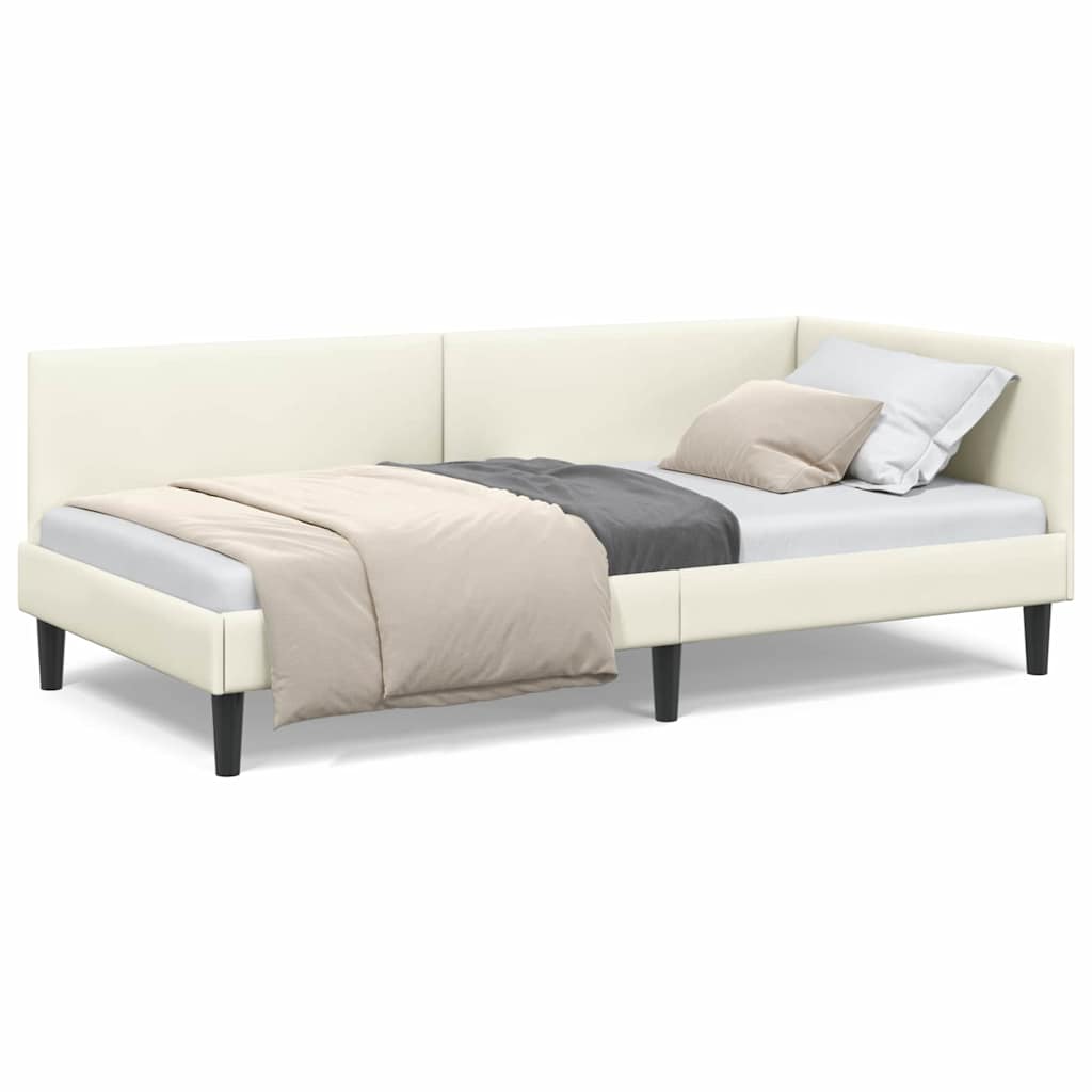 Cadru de pat colțar Altele cu headboard Crem 100 x 200 cm GartenMobel Dekor