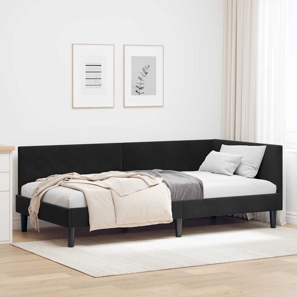 Cadru de pat colțar Altele cu headboard Negru 100 x 200 cm GartenMobel Dekor
