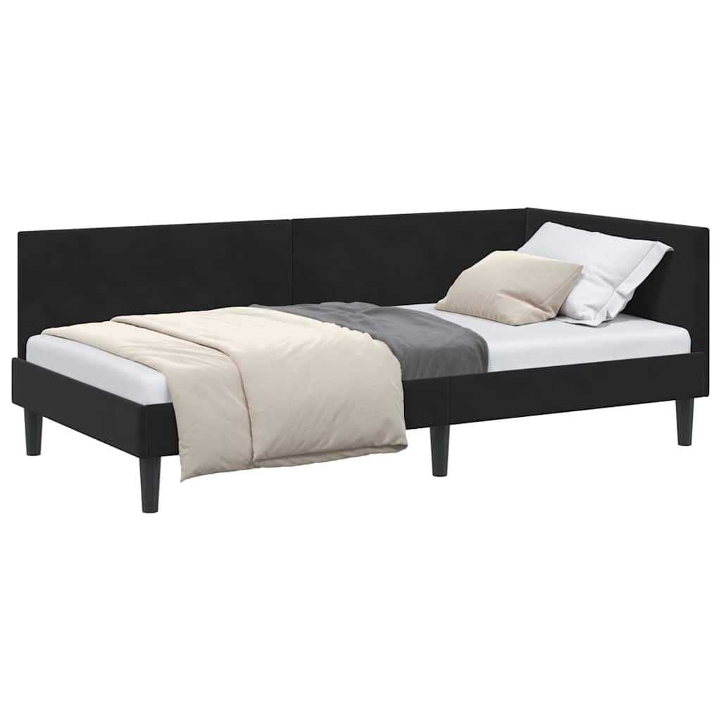Cadru de pat colțar Altele cu headboard Negru 100 x 200 cm GartenMobel Dekor