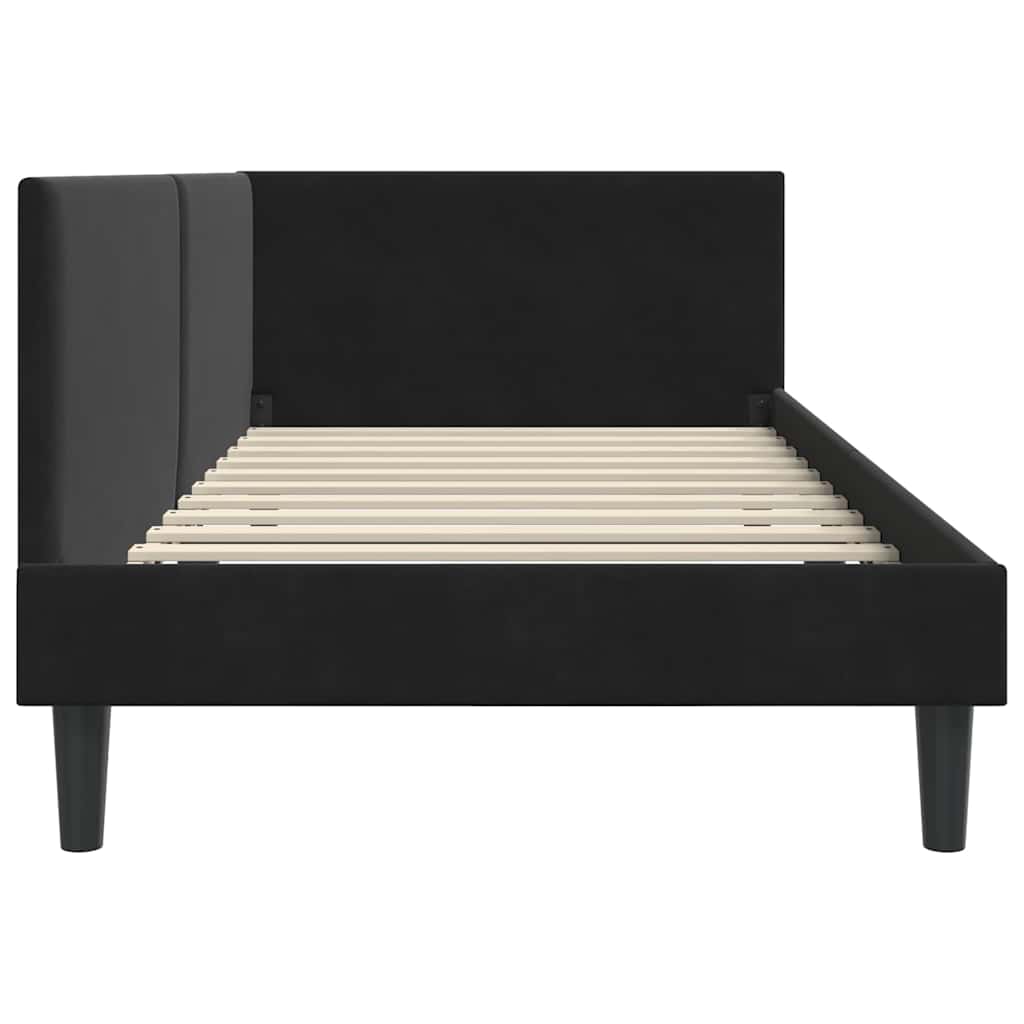 Cadru de pat colțar Altele cu headboard Negru 100 x 200 cm GartenMobel Dekor