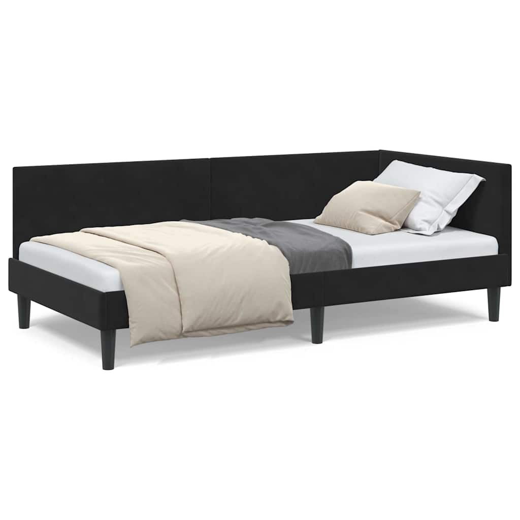 Cadru de pat colțar Altele cu headboard Negru 100 x 200 cm GartenMobel Dekor