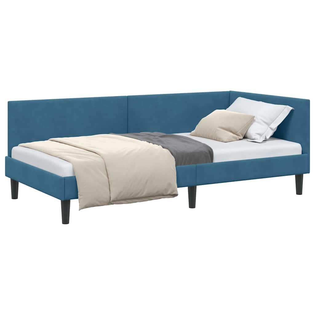 Cadru de pat colțar Altele cu headboard albastru 100 x 200 cm GartenMobel Dekor
