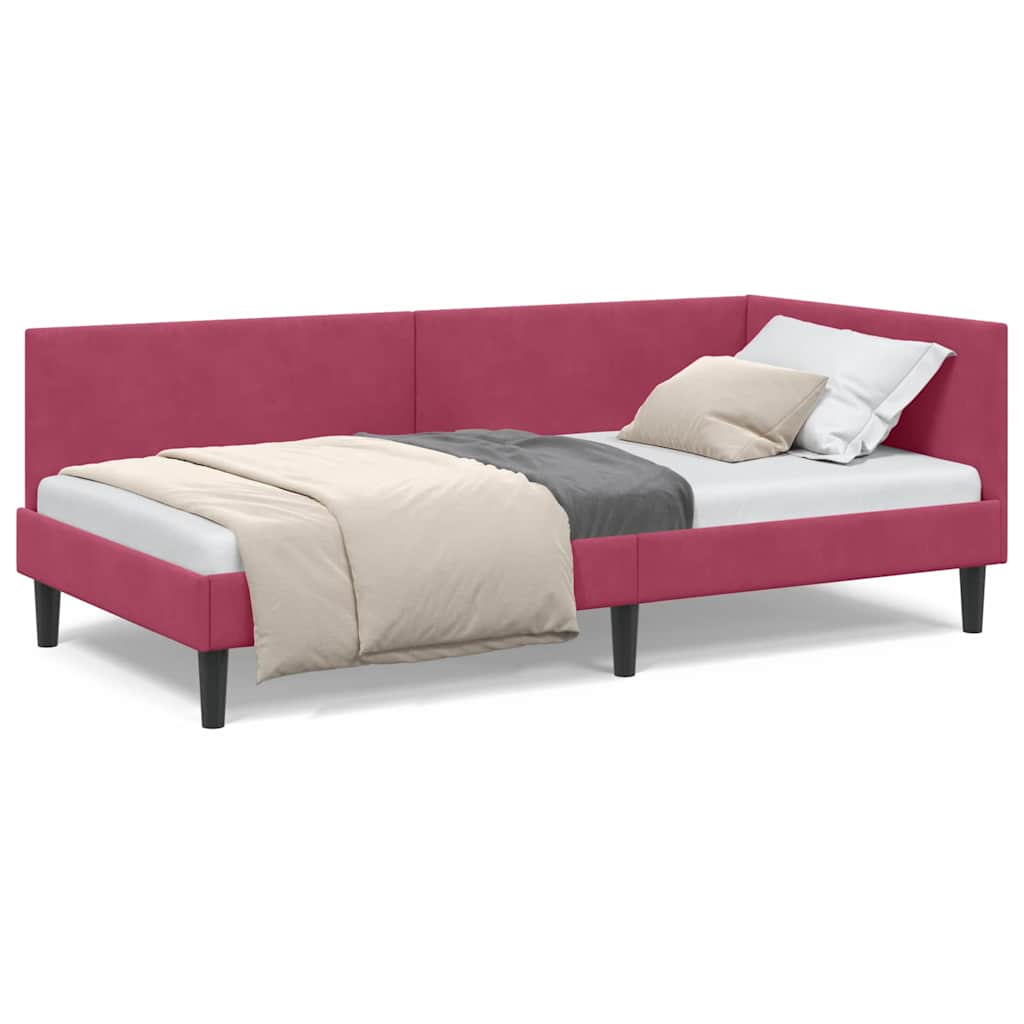 Cadru de pat colțar Altele cu headboard bordo 100 x 200 cm GartenMobel Dekor