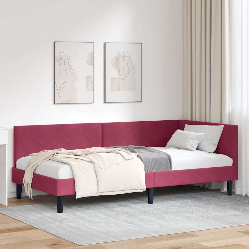 Cadru de pat colțar Altele cu headboard bordo 100 x 200 cm GartenMobel Dekor