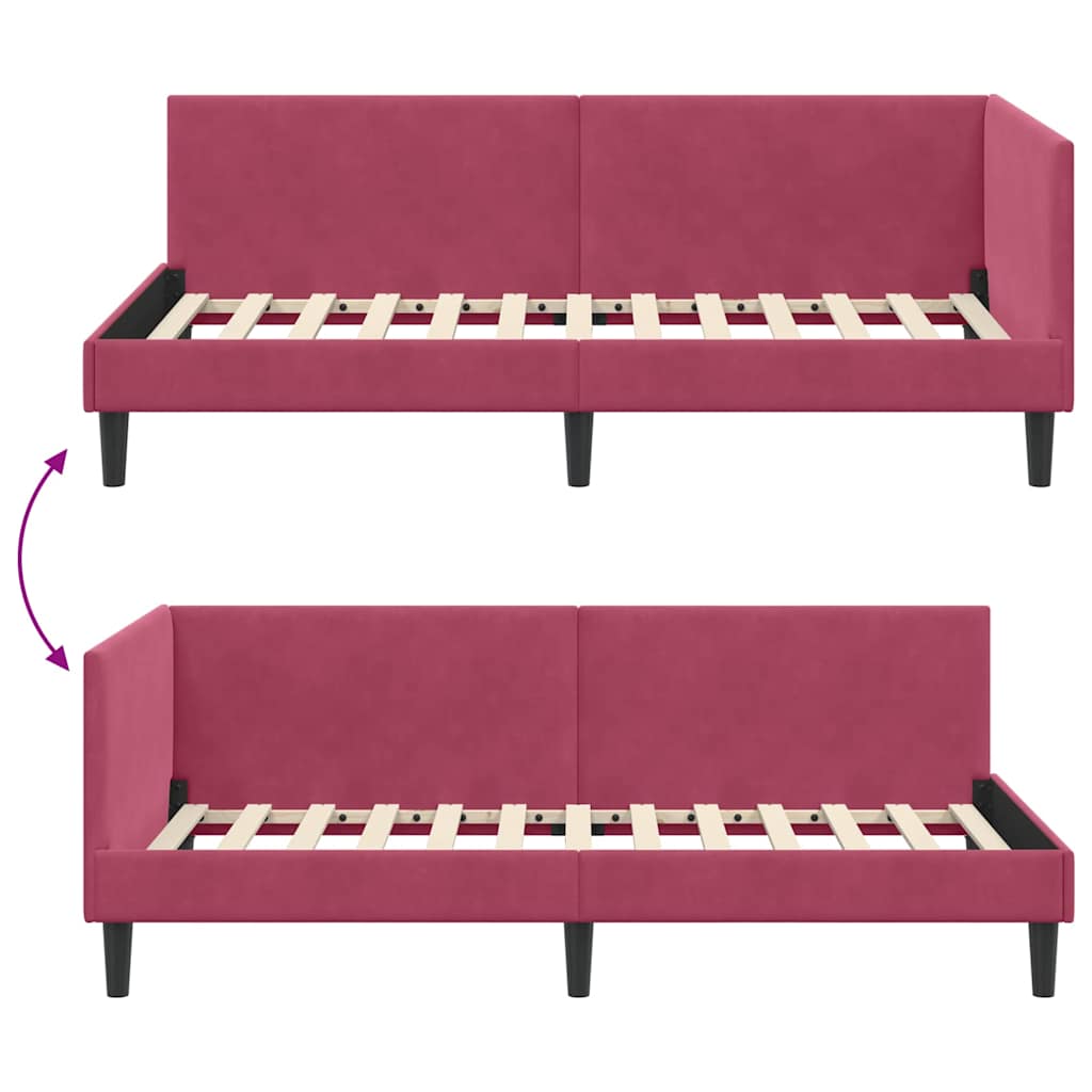 Cadru de pat colțar Altele cu headboard bordo 100 x 200 cm GartenMobel Dekor