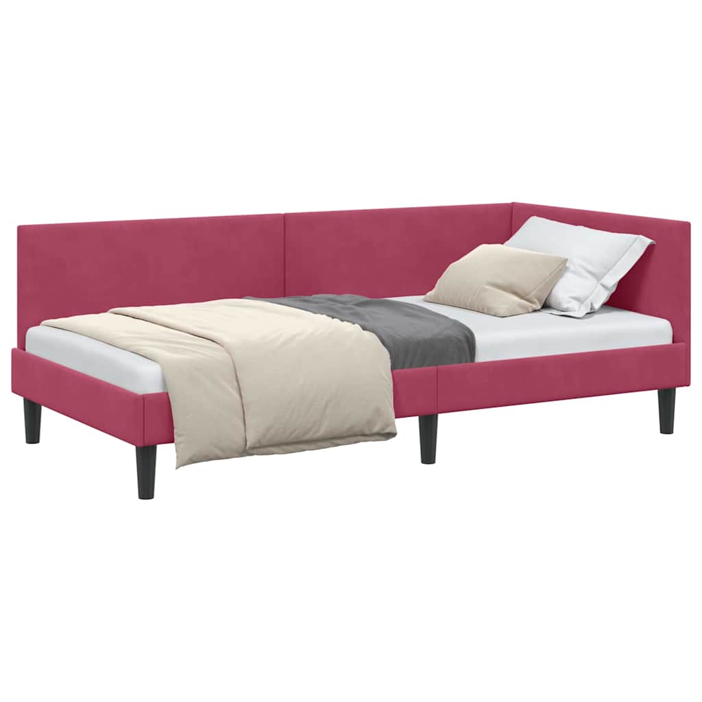 Cadru de pat colțar Altele cu headboard bordo 100 x 200 cm GartenMobel Dekor