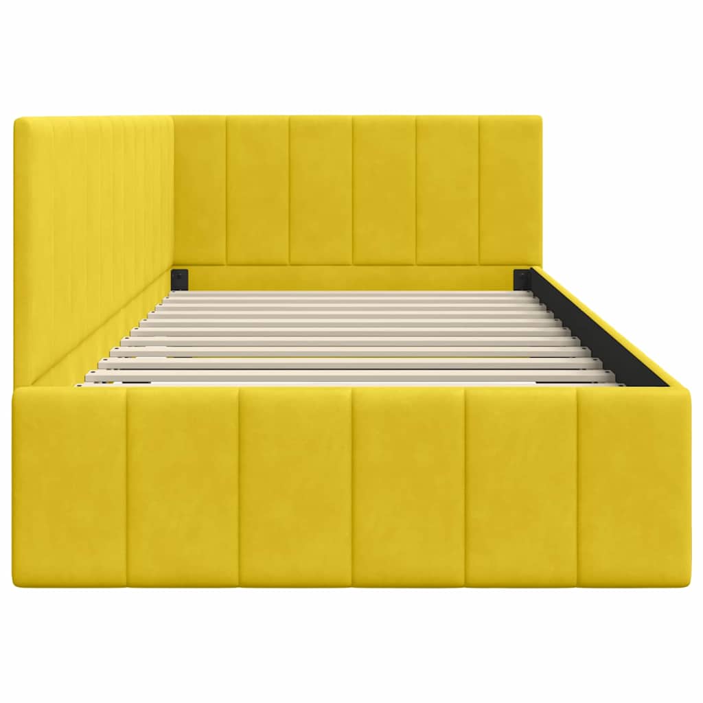 Cadru de pat colțar cu headboard Galben 100 x 200 cm Catifea GartenMobel Dekor