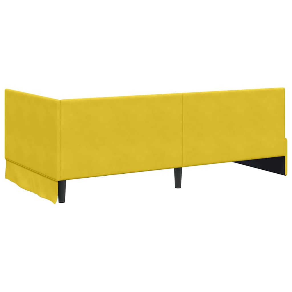 Cadru de pat colțar cu headboard Galben 100 x 200 cm Catifea GartenMobel Dekor
