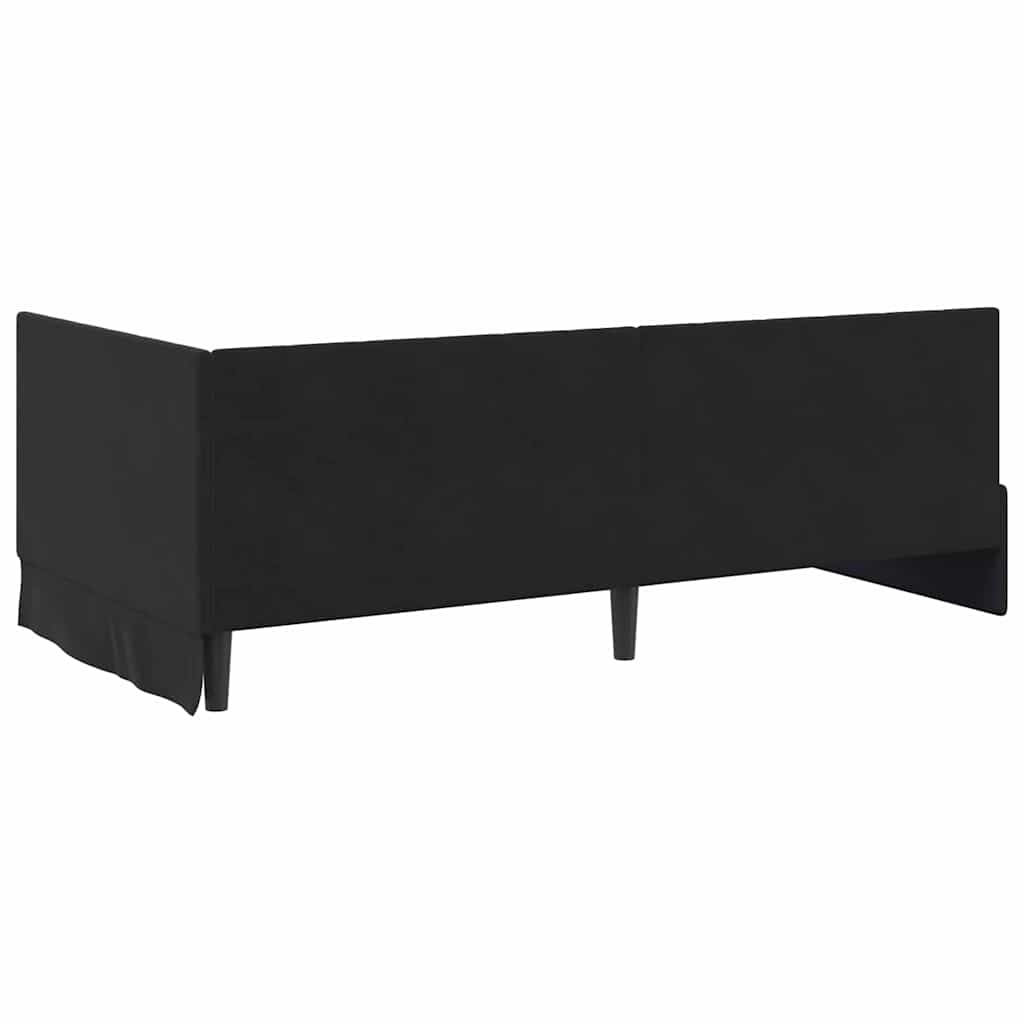 Cadru de pat colțar cu headboard Negru 100 x 200 cm Catifea GartenMobel Dekor