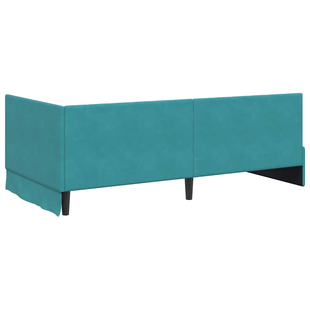 Cadru de pat colțar cu headboard Turcoaz 100 x 200 cm Catifea GartenMobel Dekor