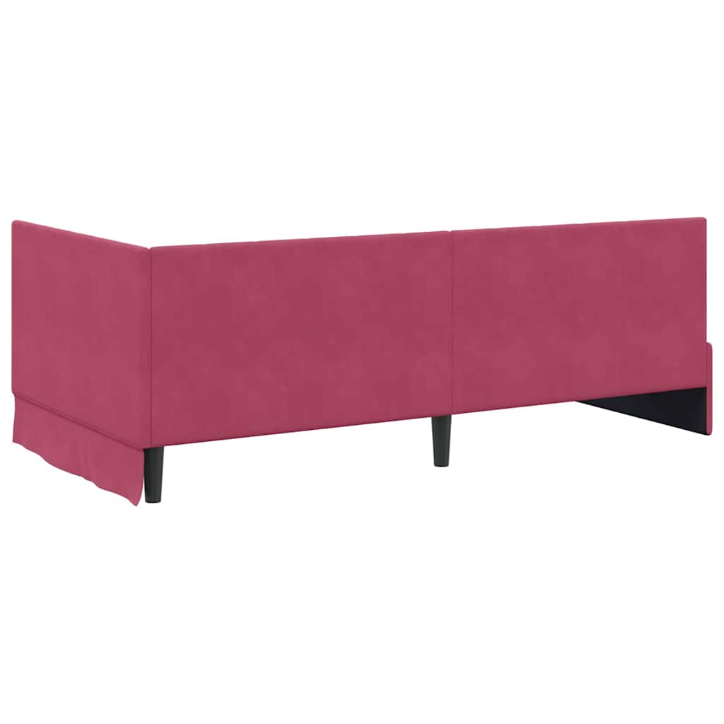Cadru de pat colțar cu headboard bordo 100 x 200 cm Catifea GartenMobel Dekor