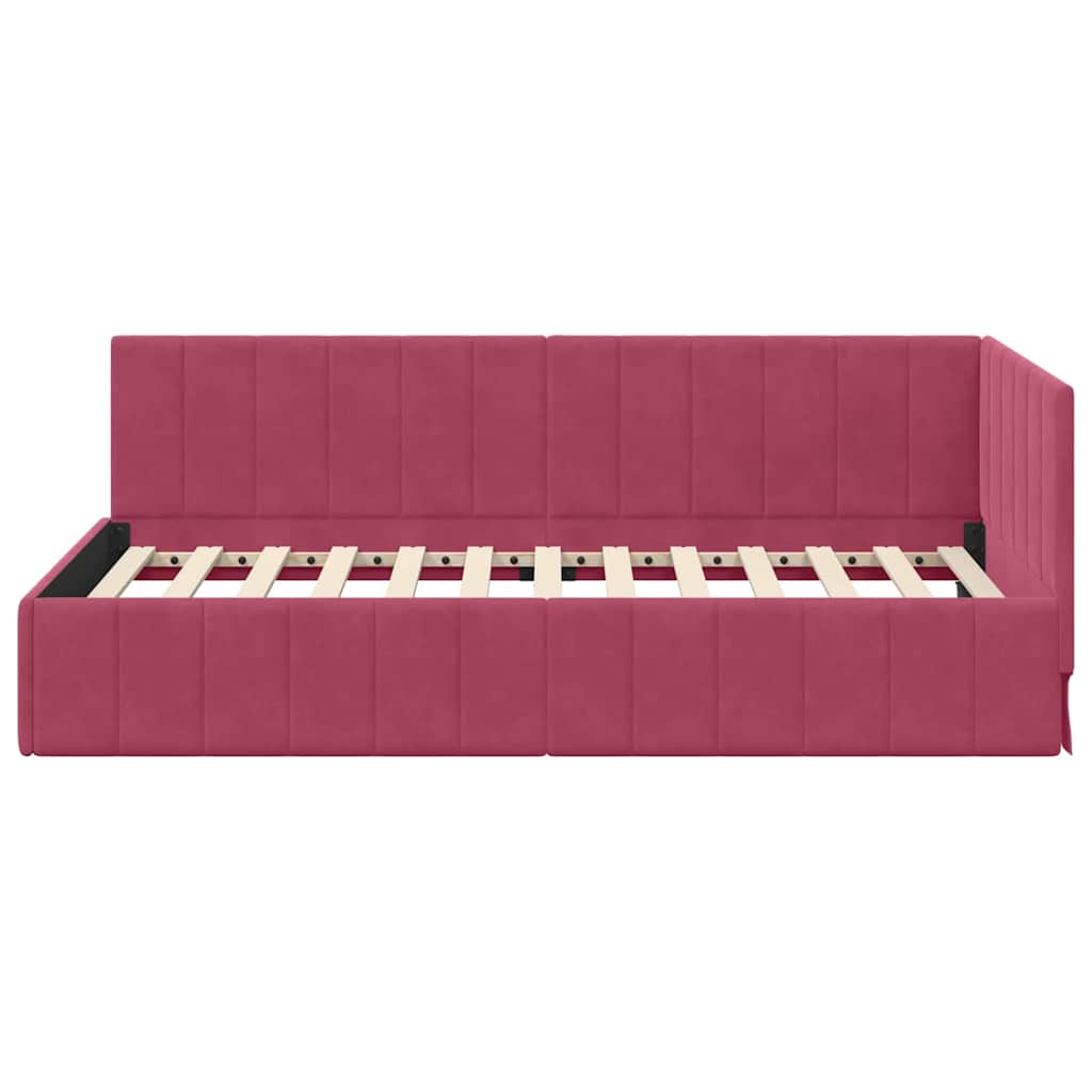 Cadru de pat colțar cu headboard bordo 100 x 200 cm Catifea GartenMobel Dekor