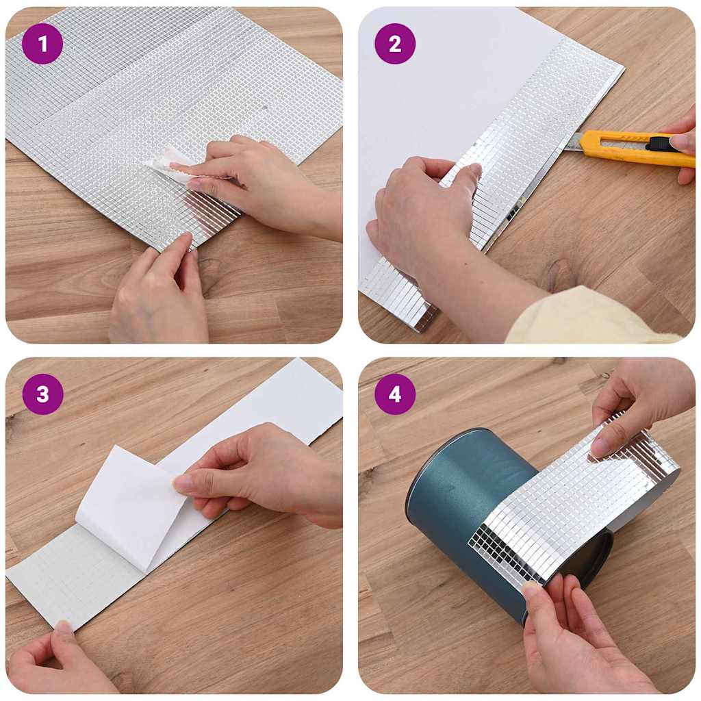 Placă Mozaic cu Oglindă 12 pcs Argintiu 30 x 30 cm Sticlă GartenMobel Dekor