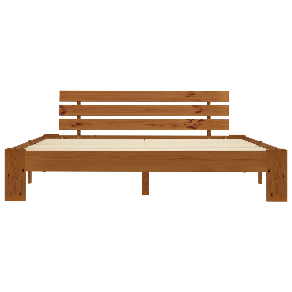 Cadru de pat cu tăblie, maro miere, 160x200 cm, lemn masiv pin GartenMobel Dekor