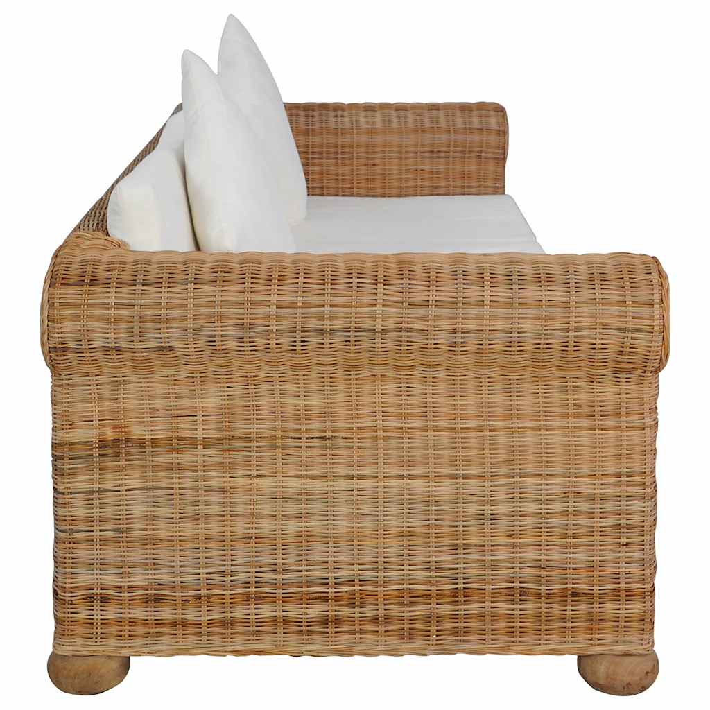 Canapea de 3 locuri cu perne, natural, ratan GartenMobel Dekor