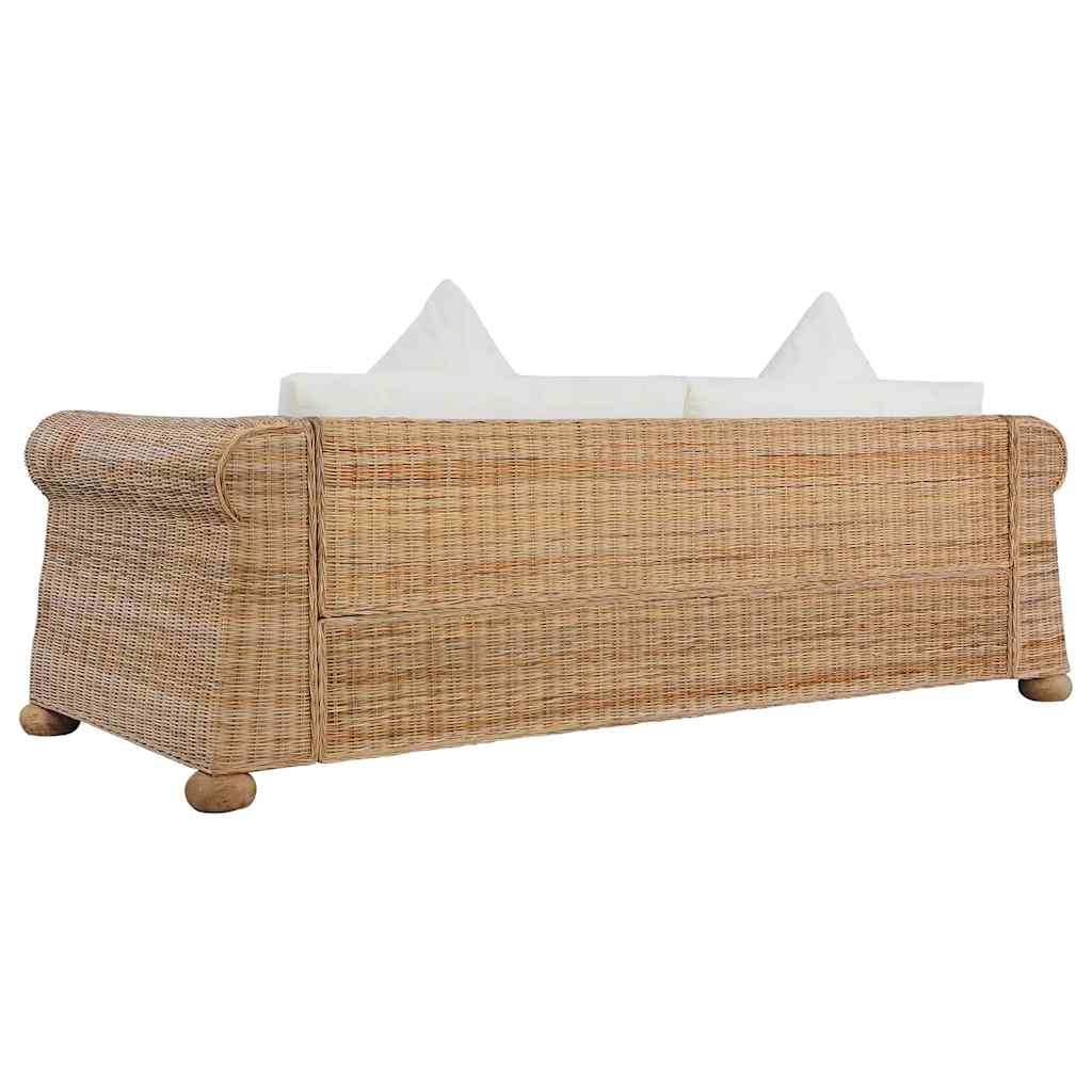 Canapea de 3 locuri cu perne, natural, ratan GartenMobel Dekor