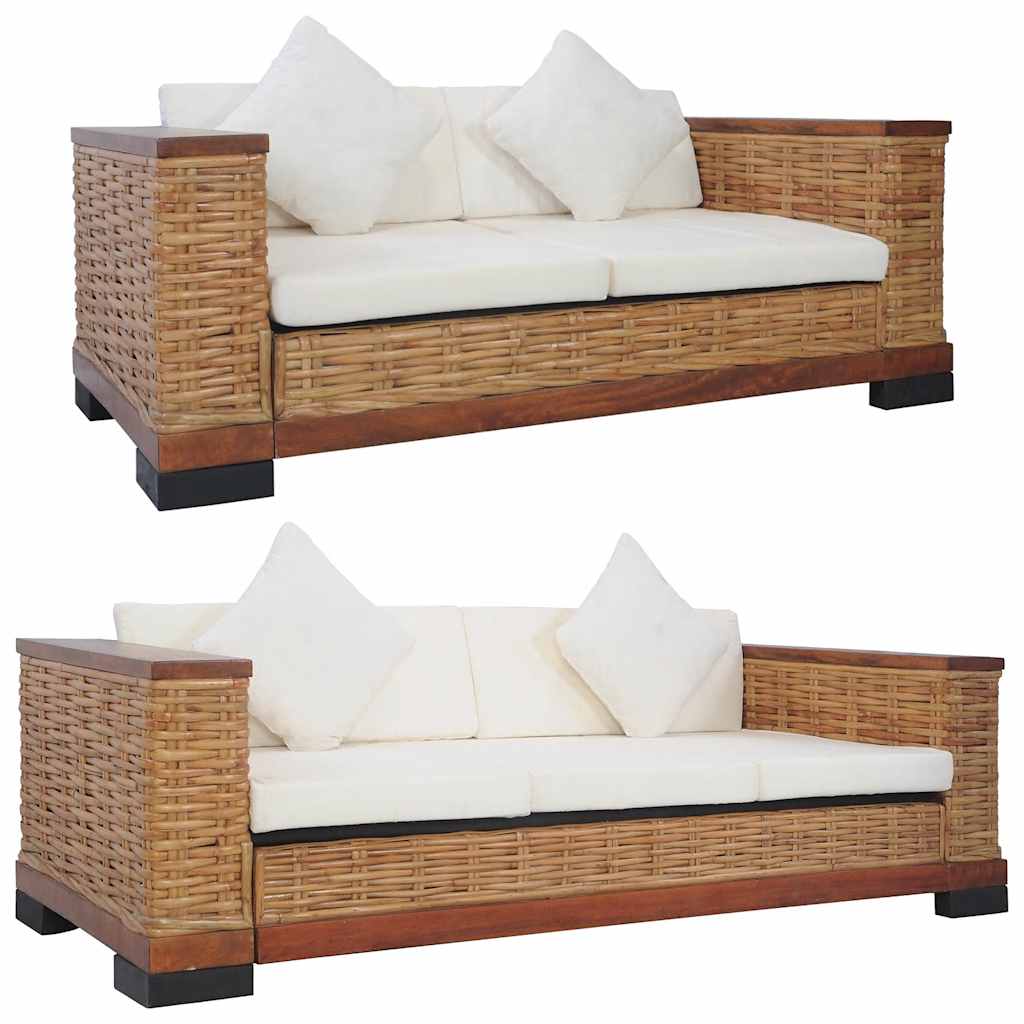 Set canapele cu perne, 2 piese, maro, ratan natural GartenMobel Dekor