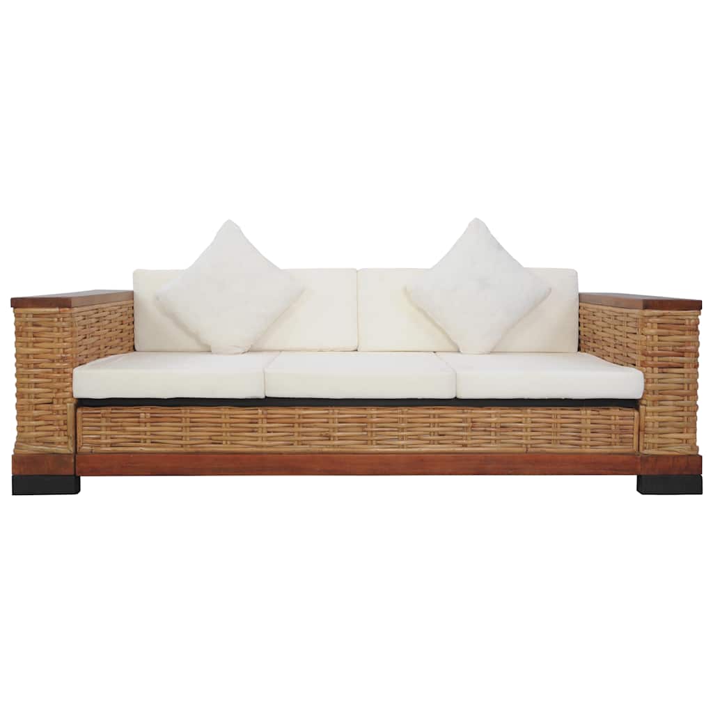 Set canapele cu perne, 3 piese, maro, ratan natural GartenMobel Dekor