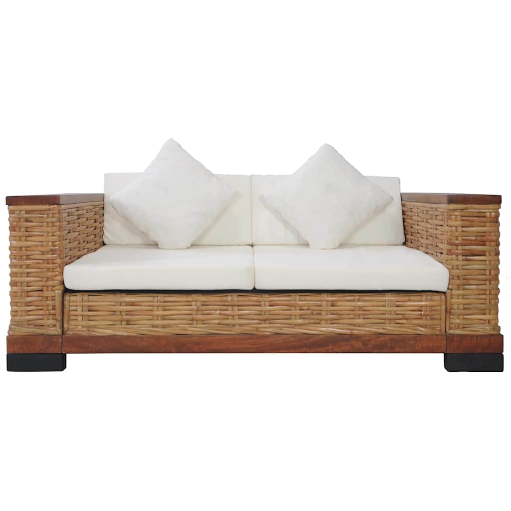 Set canapele cu perne, 3 piese, maro, ratan natural GartenMobel Dekor