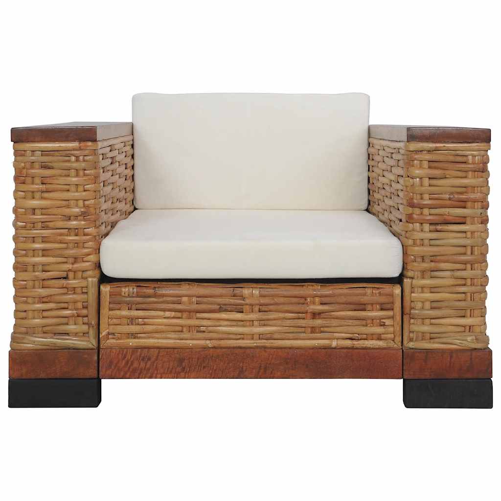 Set canapele cu perne, 3 piese, maro, ratan natural GartenMobel Dekor