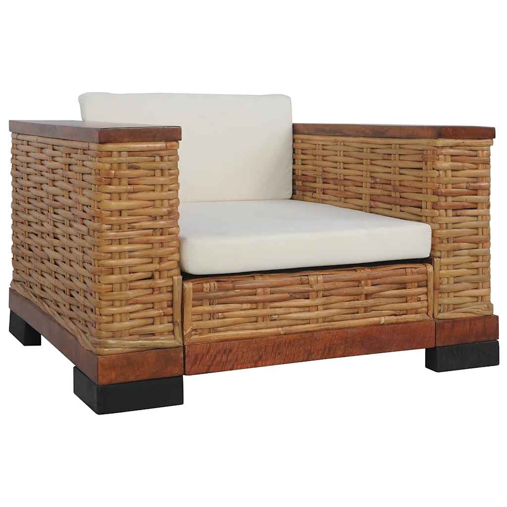 Set de canapele cu perne, 2 piese, maro, ratan natural GartenMobel Dekor