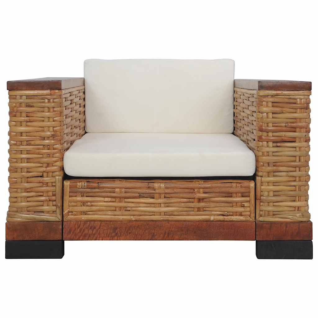 Set de canapele cu perne, 2 piese, maro, ratan natural GartenMobel Dekor