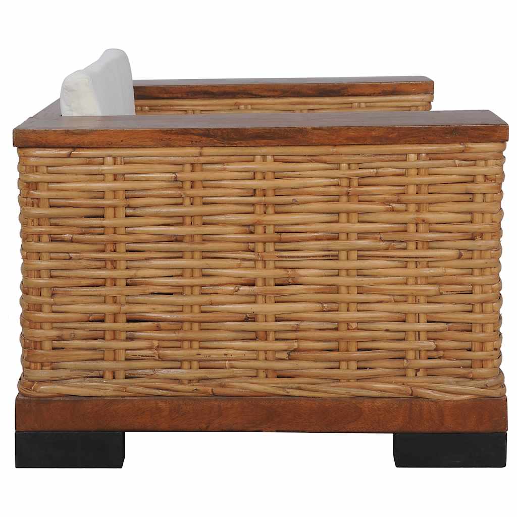 Set de canapele cu perne, 2 piese, maro, ratan natural GartenMobel Dekor