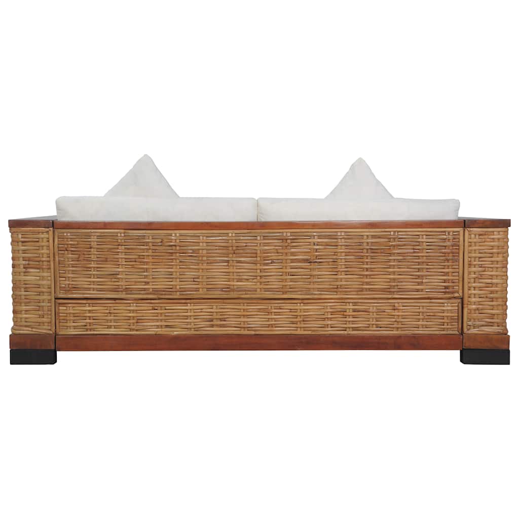 Set de canapele cu perne, 2 piese, maro, ratan natural GartenMobel Dekor