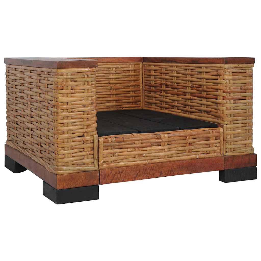 Set de canapele cu perne, 2 piese, maro, ratan natural GartenMobel Dekor