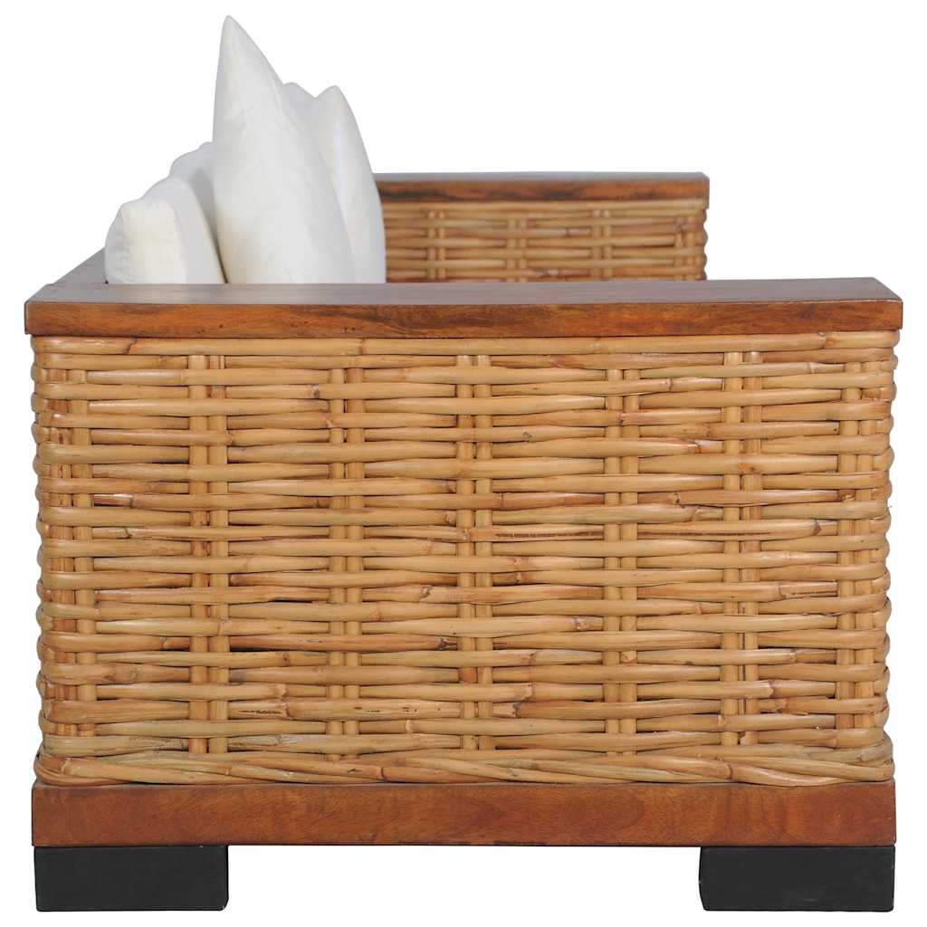 Set de canapele cu perne, 2 piese, maro, ratan natural GartenMobel Dekor