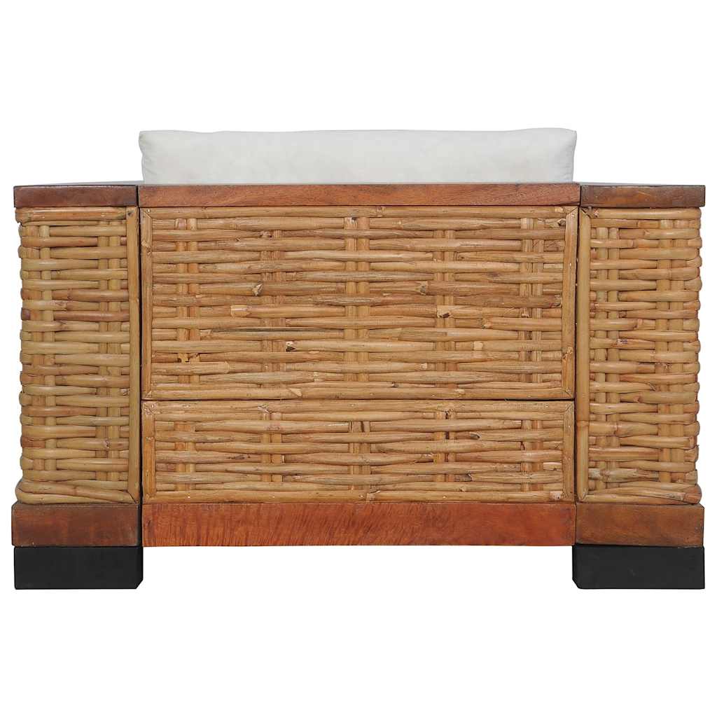 Set de canapele cu perne, 2 piese, maro, ratan natural GartenMobel Dekor
