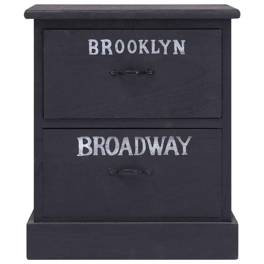 Noptiere, 2 buc., negre, 38 x 28 x 45 cm, lemn de paulownia GartenMobel Dekor