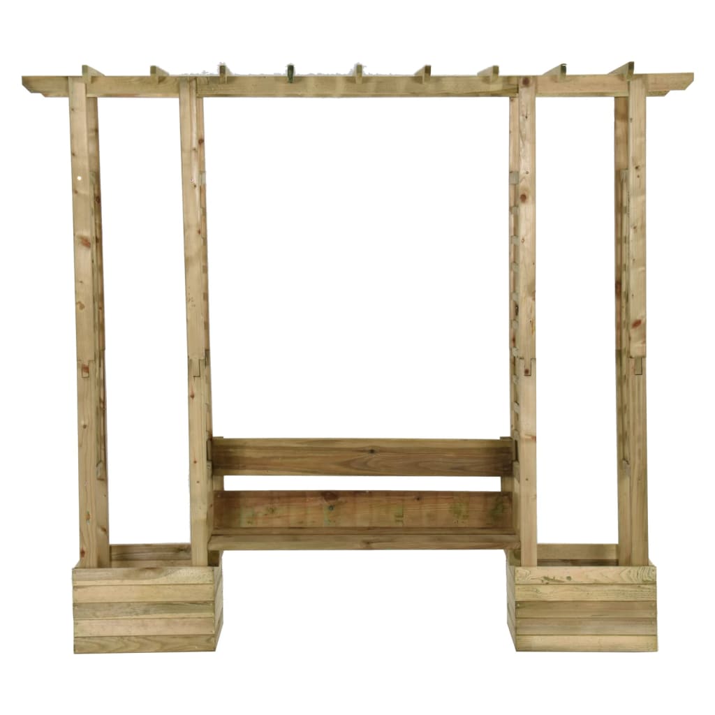 Pergolă de grădină cu bancă și jardinieră lemn masiv pin tratat GartenMobel Dekor