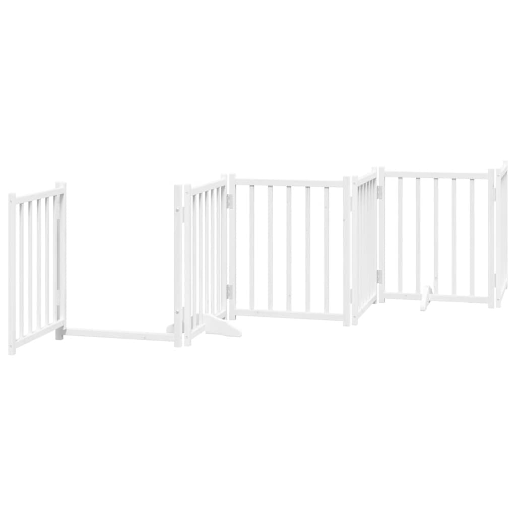 Poartă câini pliabilă cu ușă 12 panouri, alb, 600 cm, lemn plop GartenMobel Dekor