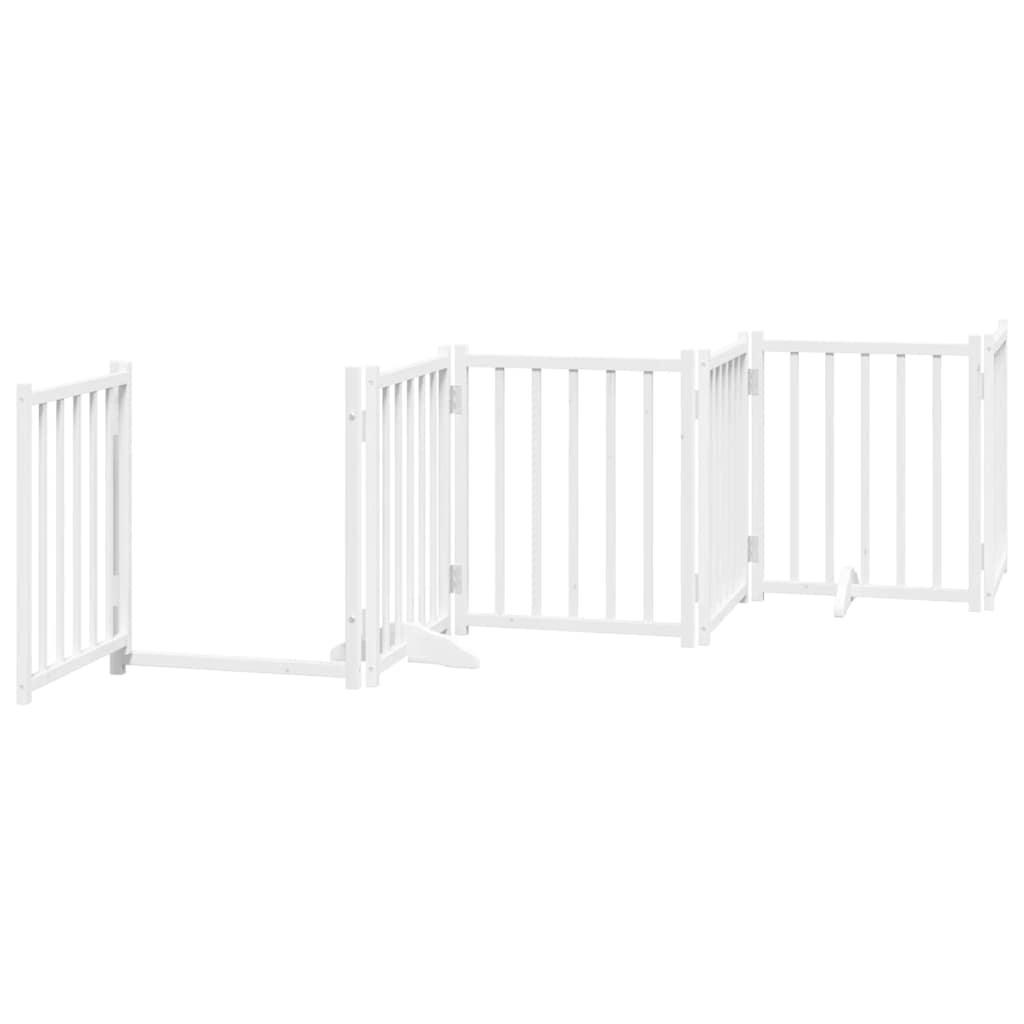 Poartă câini pliabilă cu ușă 15 panouri, alb, 750 cm, lemn plop GartenMobel Dekor
