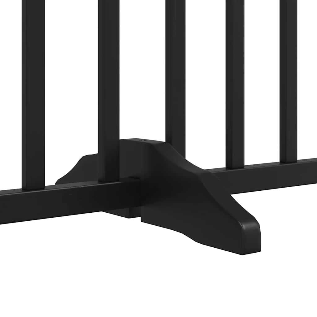Poartă câini pliabilă cu ușă 9 panouri negru, 450 cm, lemn plop GartenMobel Dekor