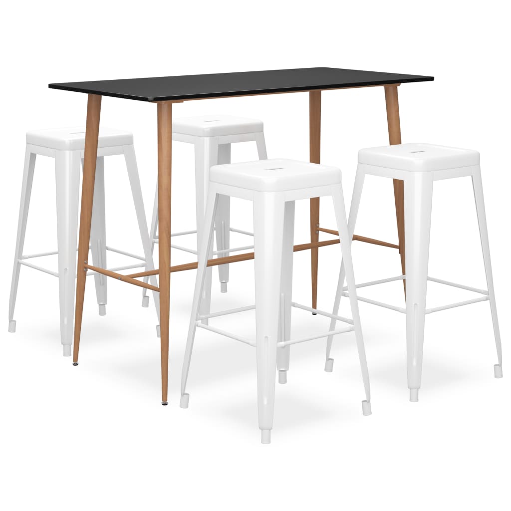 Set mobilier de bar, 5 piese, negru și alb GartenMobel Dekor