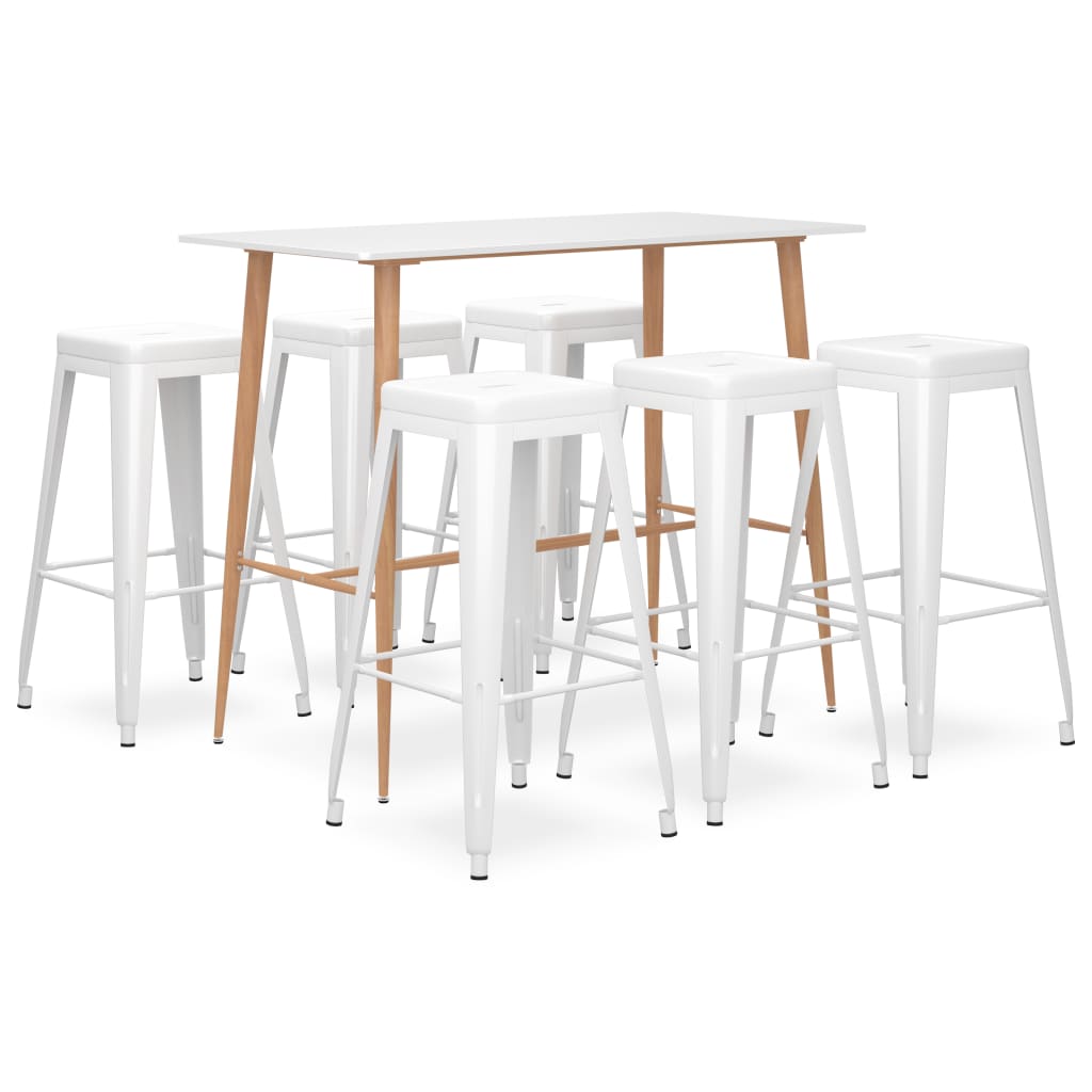 Set mobilier de bar, 7 piese, alb GartenMobel Dekor