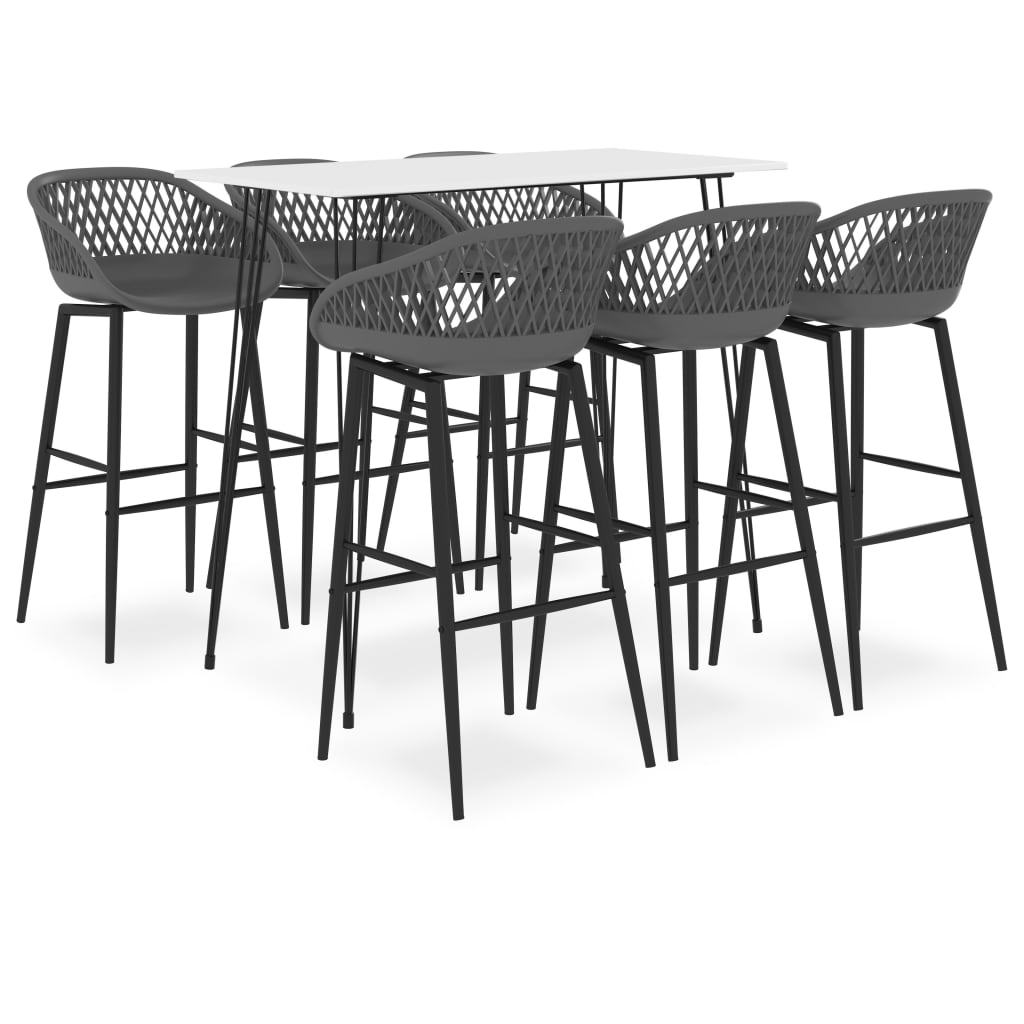 Set mobilier de bar, 7 piese, alb și gri GartenMobel Dekor