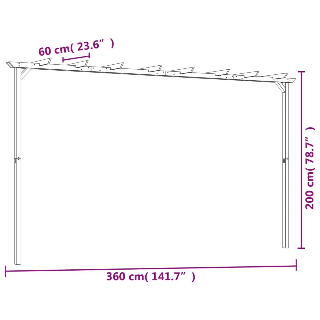 Pergolă de grădină, 360 x 200 x 60 cm, lemn de pin tratat GartenMobel Dekor