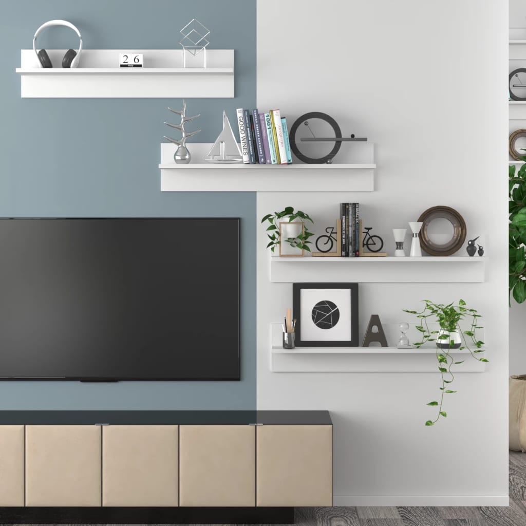 Rafturi de perete, 4 buc., alb, 80x11,5x18 cm, PAL GartenMobel Dekor