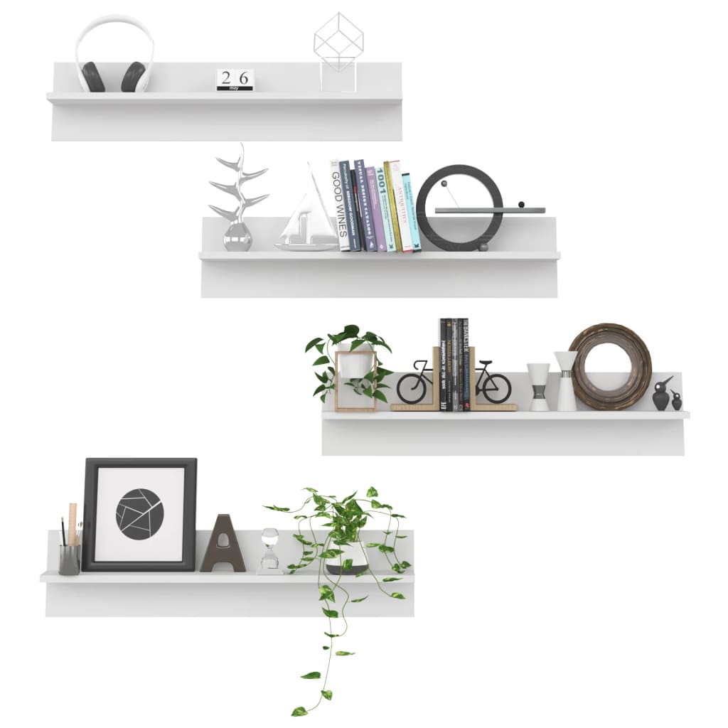 Rafturi de perete, 4 buc., alb, 80x11,5x18 cm, PAL GartenMobel Dekor