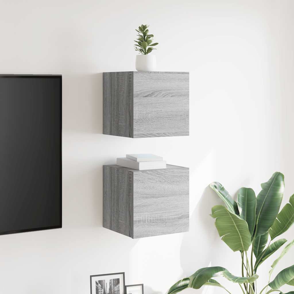 Dulap TV montaj pe perete, 2 buc., sonoma gri, 30,5x30x30 cm GartenMobel Dekor