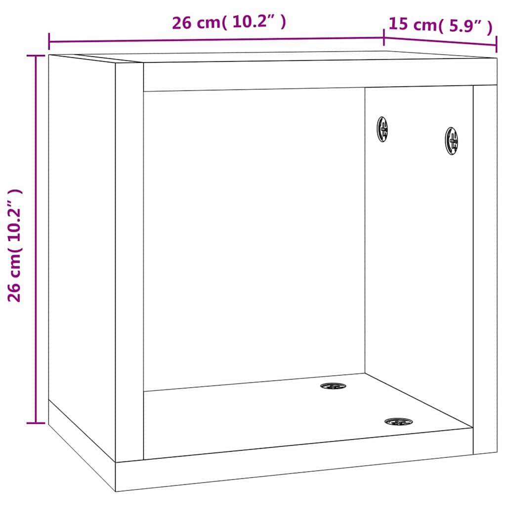 Șemele de perete 2 pcs Gri 26 x 15 x 26 cm Lemn compozit GartenMobel Dekor