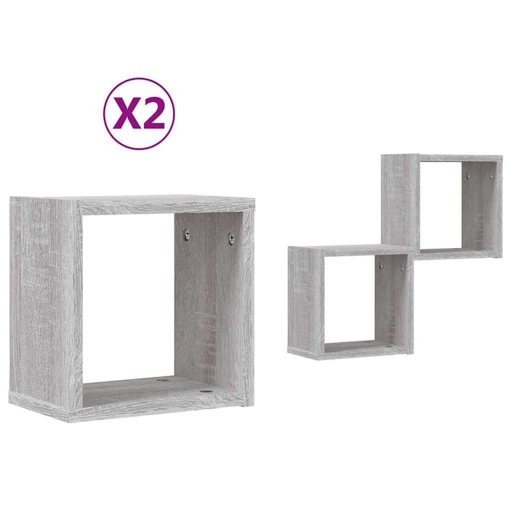 Șemele de perete 2 pcs Gri 26 x 15 x 26 cm Lemn compozit GartenMobel Dekor