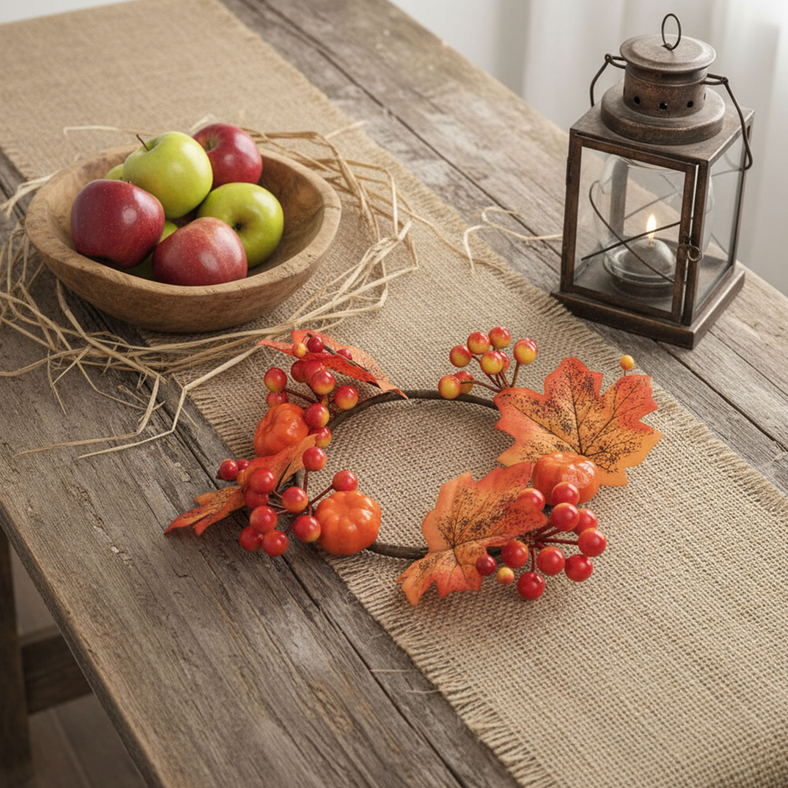 Coroniță decorativă de toamnă cu frunze de arțar – Ø22 cm Best CarHome